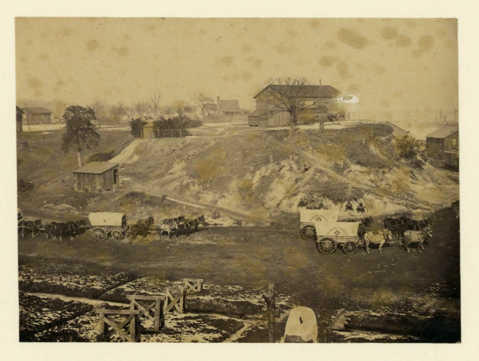 View at City Point headquarters, hospital, with old school houses, barns &c LCCN2005689625