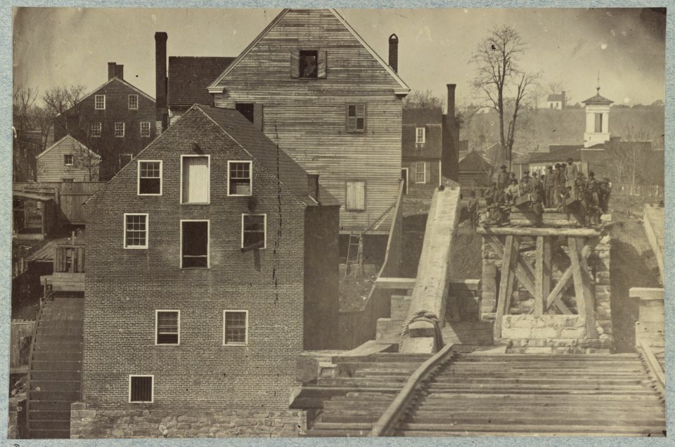 View at Fredericksburg, Va. - south end of the railroad bridge across Rappahannock River, taken from north side of river by telescopic camera LCCN2014646035