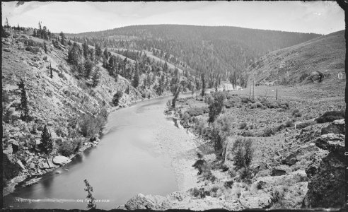 View down the Colorado from near the hot springs, Middle Park. Grand County, Colorado. - NARA - 517046 photo