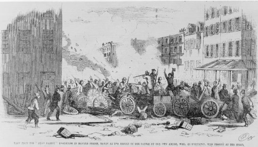 View from the Dead Rabbit barricade in Bayard Street, taken at the height of the battle by our own artist, who, as spectator, was present at the fight LCCN99400320