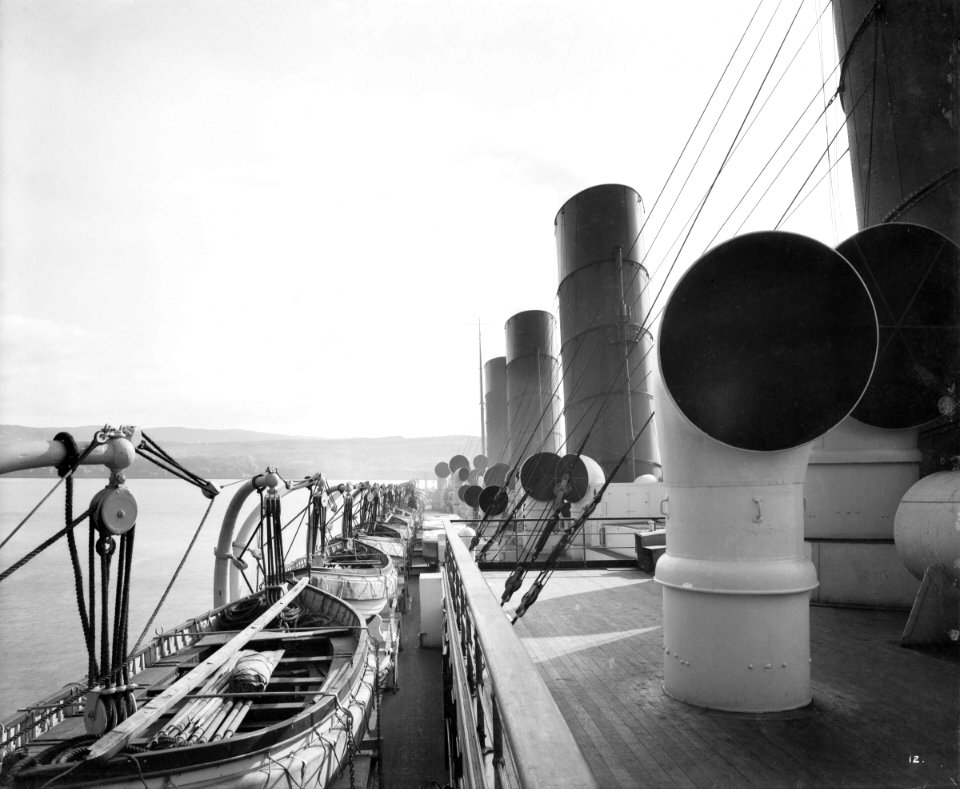 View from the Flying Bridge on the 'Aquitania' (1914) RMG G10797
