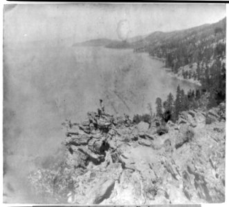 View from the top of Cave Rock, eastern shore of Lake Tahoe, Nevada, looking north LCCN2002719273