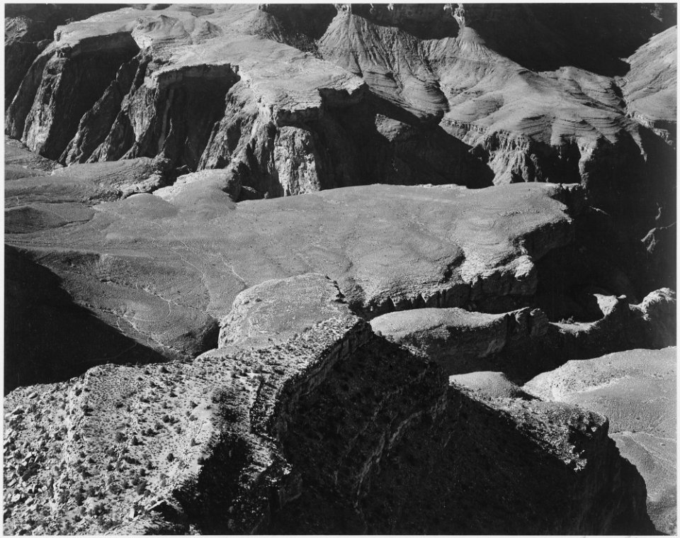 View from Yava Point, rock formations and valley, Grand Canyon National Park, Arizona., 1933 - 1942 - NARA - 519895