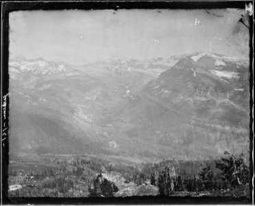 View in the Teton range, from a point about 7 miles west of the mountains. Lincoln County, Wyoming. - NARA - 516769