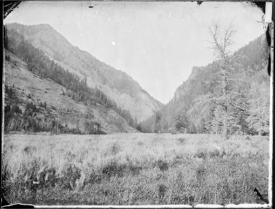 View looking up toward the Middle Canyon of the Madison, from below. Gallatin County, Montana. - NARA - 516839