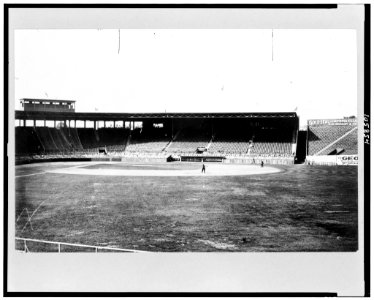 View of baseball field, with bleachers in background, Fenway Park, Boston LCCN92513262