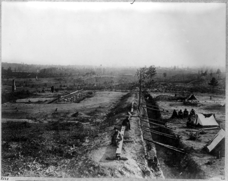 View of Confederate lines just north of Georgia R.R. looking south, (Atlanta, Georgia, 1864) LCCN2002707881