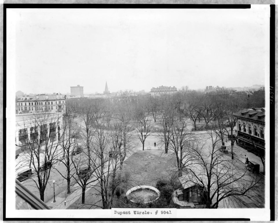 View of Dupont Circle, Washington, D.C., looking east, seen from an elevated angle LCCN97505327