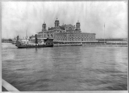 View of Ellis Island, N.Y., looking across water toward immigration station LCCN2001704443