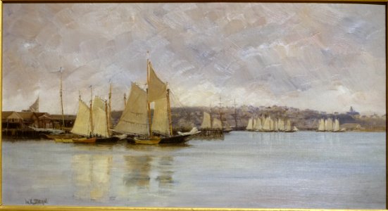 View of Gloucester Harbor, by Walter Lofthouse Dean, c. 1890s, oil on canvas - Cape Ann Museum - Gloucester, MA - DSC01285 photo