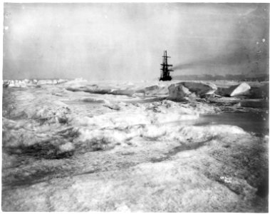 View of ship across strength of rough, barren ice. Greenland, 1881-82 LCCN2016653142