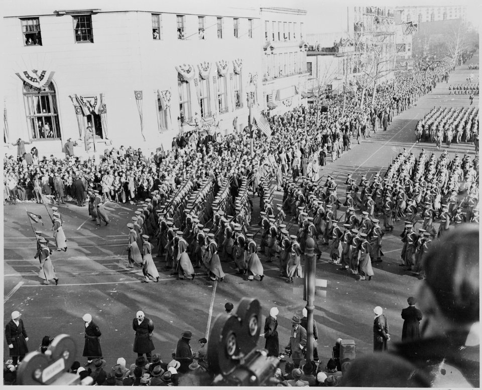 View of President Truman's inaugural parade showing West Point cadets. - NARA - 200044