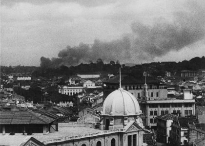 View of Singapore with smoke in early 1942