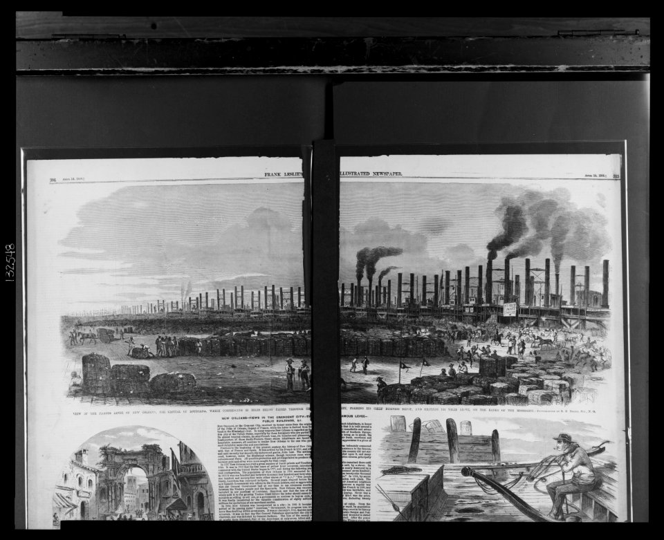 View of the famous levee of New Orleans, the capital of Louisiana, which commencing 43 miles below passes through the (c)ity forming its chief business depot, and extends 143 miles above, on LCCN2002735884
