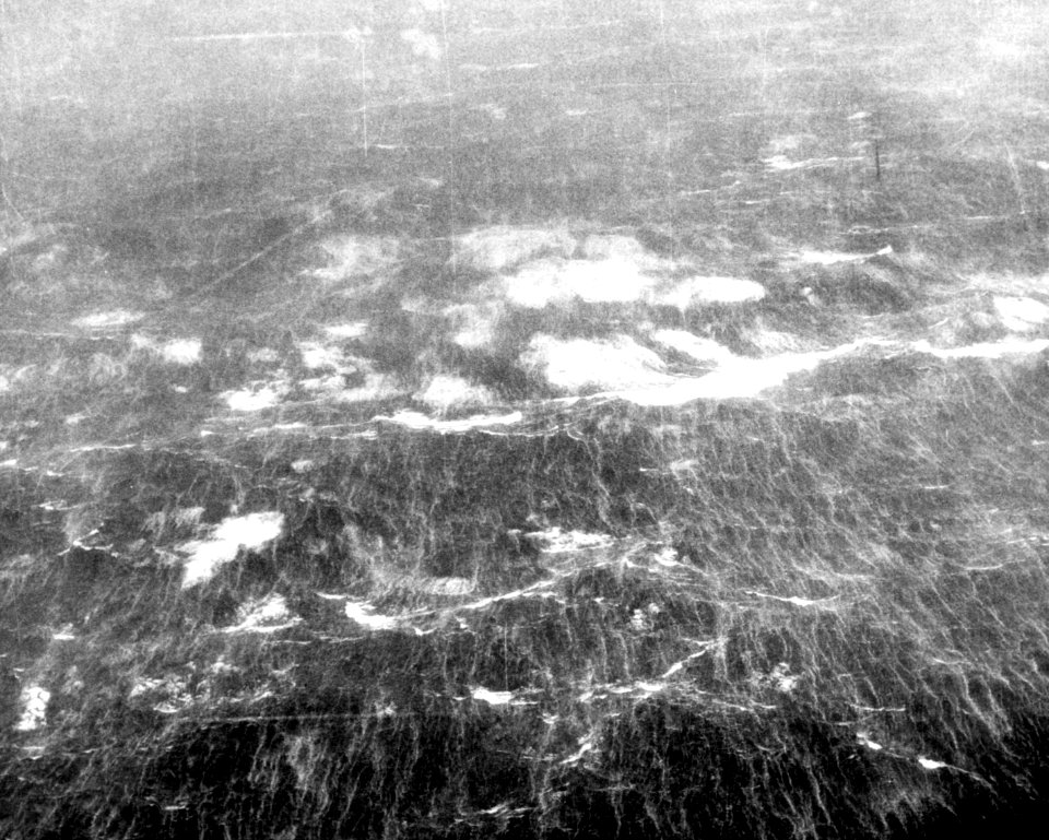 View of seas blown up during Hurricane Hazel in October 1954