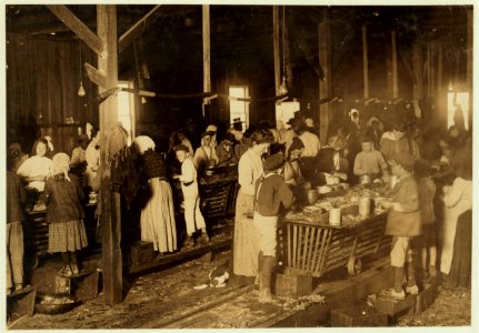 View of the Gorenflo Canning Co., Biloxi, Miss., taken at 7 A.M. Many tiny workers here, some of whom began to arrive at the factory as early as 5 o'clock, an hour before they were allowed LOC nclc.05457