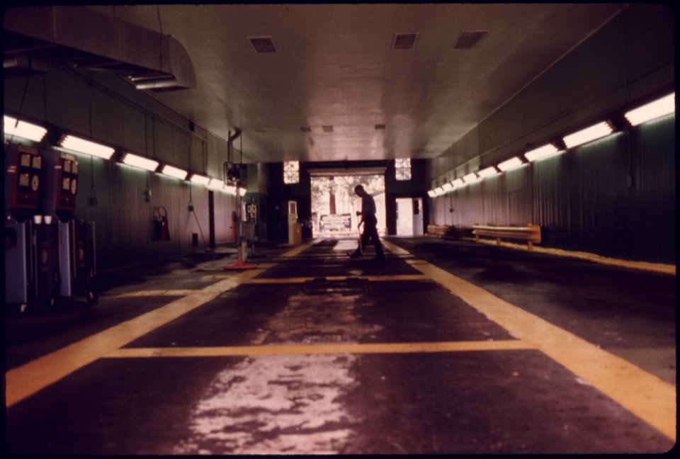 View of the Safety Lane in the Auto Emission Inspection Station at Norwood, Ohio...09-1975 (4266525642)