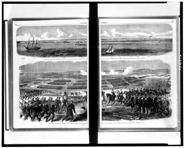 View of the harbor of Pensacola-Santa Rosa Island and Fort Pickens in the fore-ground, Rebel batteries and Navy-Yard in the distance - - sketched by our special artist. The great review at LCCN90711027