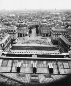 View of the Place de l'Opéra from the top of the Opéra c1870 - Leniaud 2003 p48