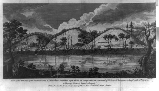 View of the west bank of the Hudson's River 3 miles above Still Water, upon which the army under the command of Lt. General Burgoyne, took post on the 20th Sepr. 1777 (shewing General LCCN2004670053