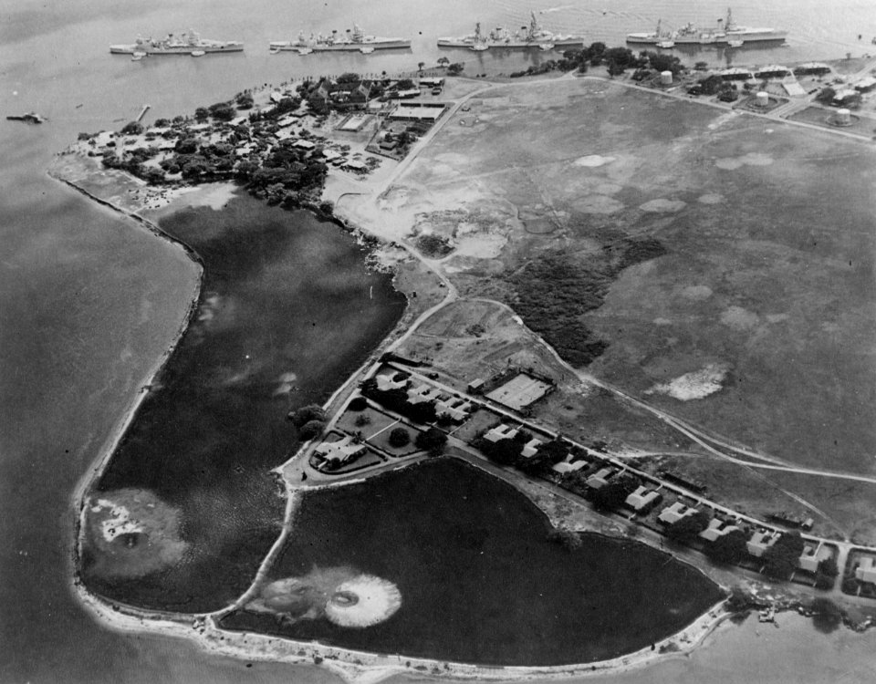 View of the new fill-in at the north-west end of Ford Island c1940