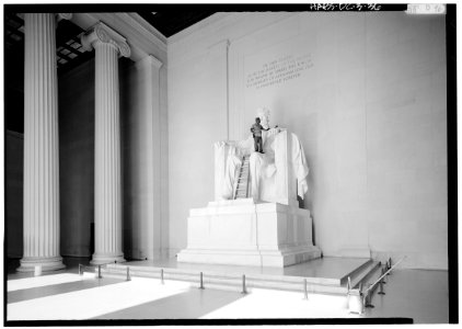 View of the Lincoln Statue being cleaned-