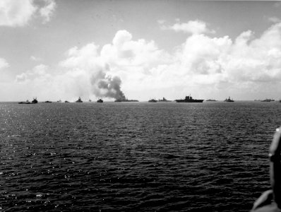 View of the target fleet after Crossroads test Able on 1 July 1946