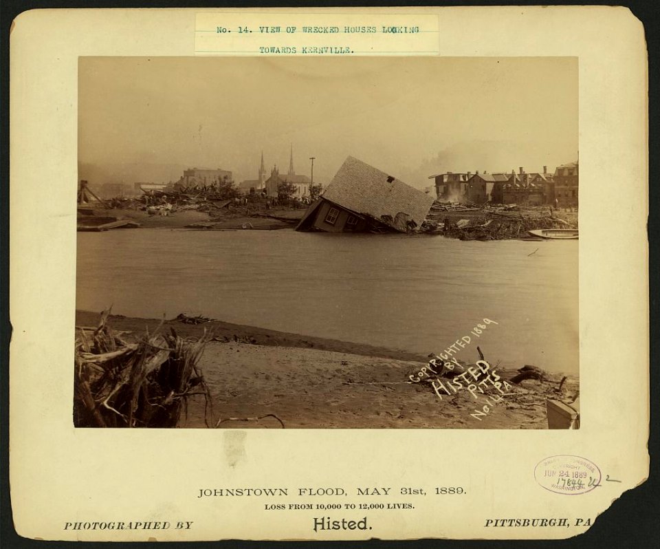 View of wrecked houses, looking towards Kernville, Johnstown Flood, May 31st, 1889 LCCN98509561