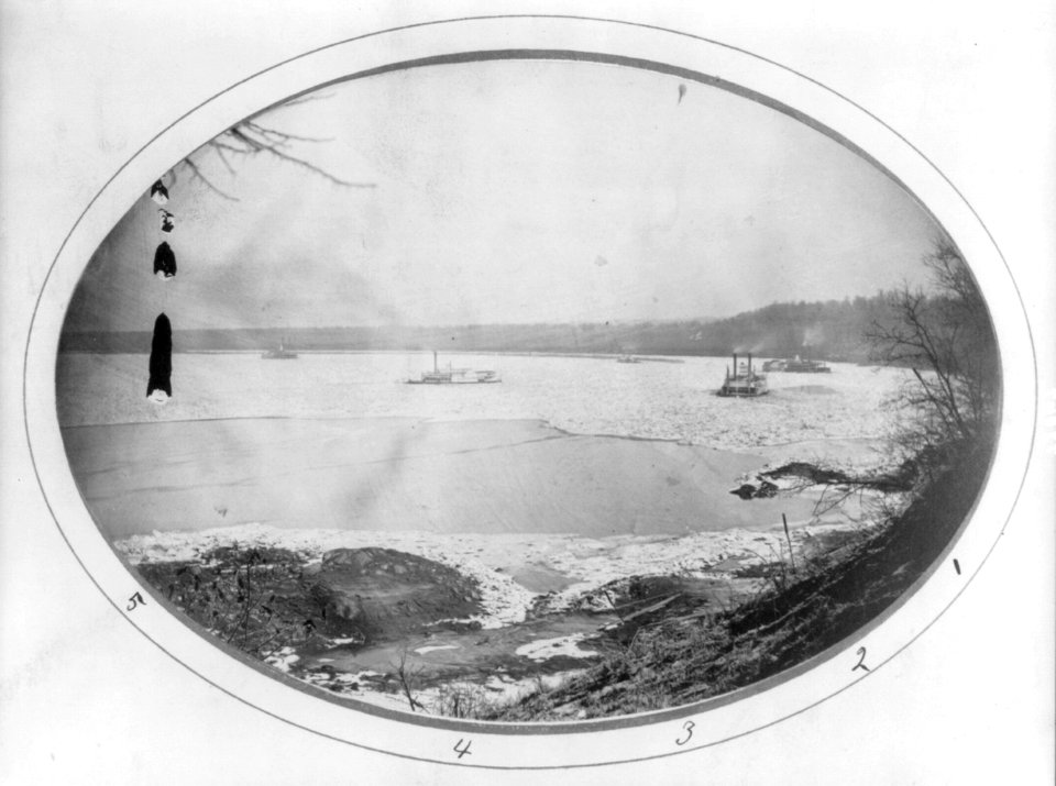 Views of the great ice gorge of February 1872, in the Mississippi river between Cairo, Ills., and Columbus, Ky., in which were caught the steamers Great Republic, St. Louis, Charles Bodmann, LCCN2006687268
