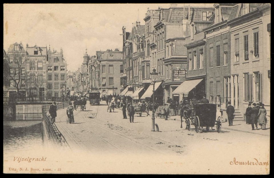 Vijzelgracht richting Vijzelstraat. Uitgave N.J. Boon-001