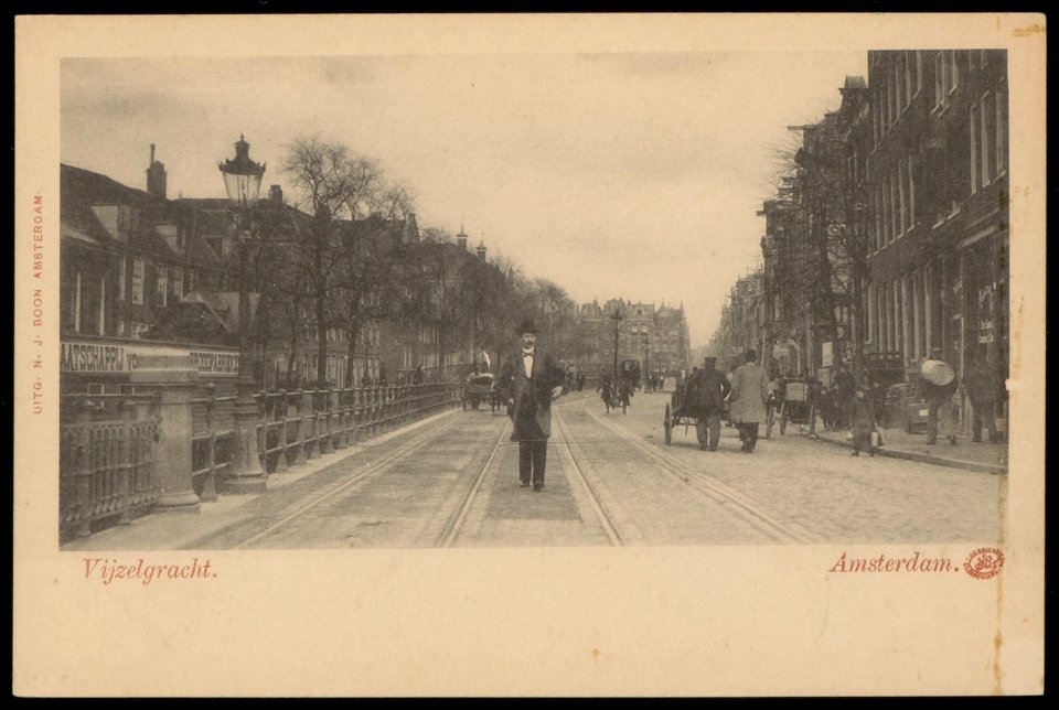 Vijzelgracht richting Vijzelstraat. Uitgave N.J. Boon, Afb PBKD00264000004