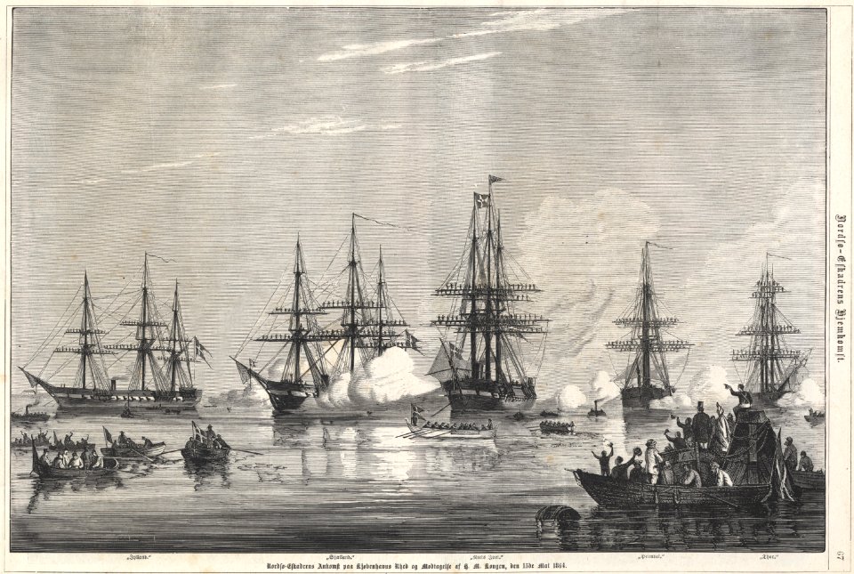 Viggo Fauerholdt - Nordsøeskadrens Ankomst paa Kjøbenhavns Rhed - 1864