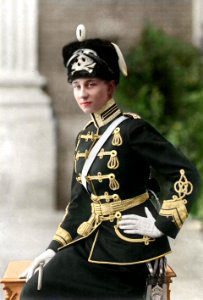Viktoria Luise von Preußen in Totenkopfhusaren-Uniform - color photo