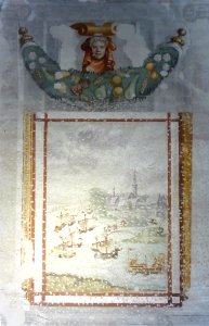 Villa Badoer Fratta Polesine affreschi Giallo Fiorentino paesaggio e festone n02