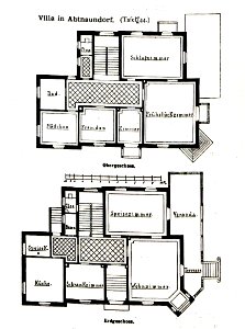 Villa in Abtnaudorf bei Leipzig, Architekt Baumeister Oelschläger, Leipzig, Tafel 44, Kick Jahrgang II, Grundriss photo