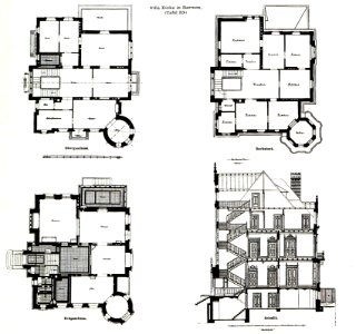 Villa Dicke, Weberstrasse 2, Barmen, Architekt Berger in Wiesbaden, Tafel 23, Kick Jahrgang II, Grundriss photo