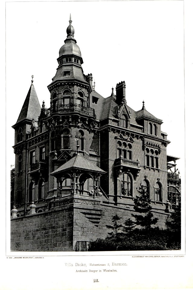 Villa Dicke, Weberstrasse 2, Barmen, Architekt Berger in Wiesbaden, Tafel 23, Kick Jahrgang II