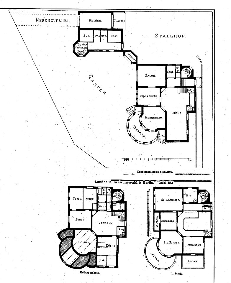 Villa im Grunewald bei Berlin Trabenerstr. 1 Architekt Ludwig Otte Tafel 15, Grundriss