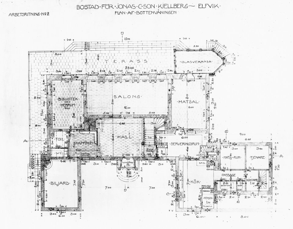 Villa Elfviks udde, ritning, 1911c
