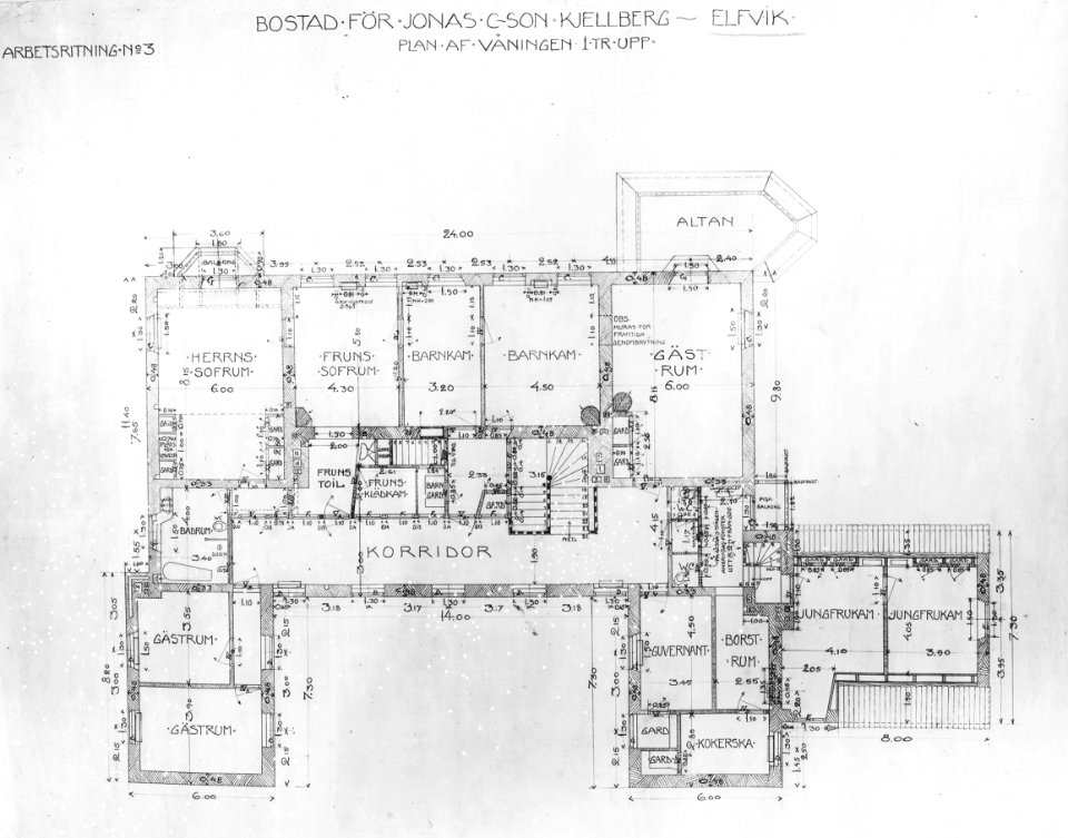 Villa Elfviks udde, ritning, 1911b