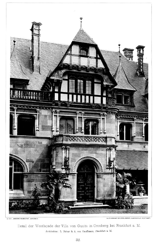 Villa von Guaita in Cronberg bei Frankfurt Architekten L. Nehe & A. von Kauffmann, Frankfurt, Detail, Tafel 31, Kick Jahrgang II