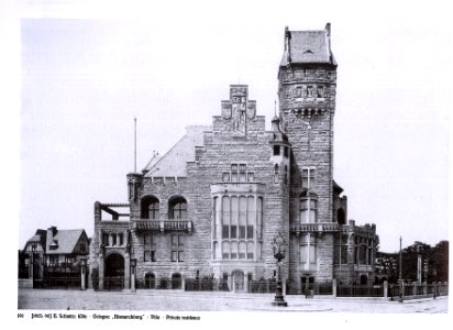 Villa Stollwerck am Bayenthalgürtel 2 in Köln-Marienburg, Architekt Bruno Schmitz, erbaut von Mai 1902 bis Februar 1904. Quelle- Die Architektur des XX. Jahrhunderts, Zeitschrift für moderne Baukunst, Jahrgang 1905, Tafel 90