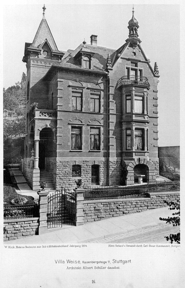 Villa Weise, Hasenbergsteige 11, Architekt Albert Schiller aus Stuttgart,Tafel 11, Kick Jahrgang I