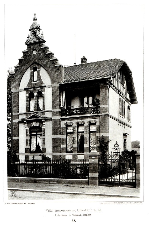 Villa, Bismarckstrasse 163, Offenbach am Main, Architekt G. Wiegand, Tafel 38, Kick Jahrgang II