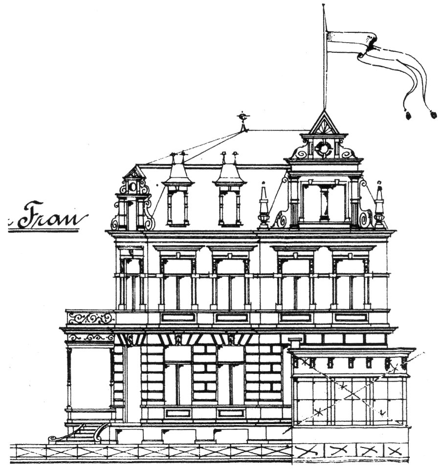 Villa Hoeller Aufriss Rheinfront 1898