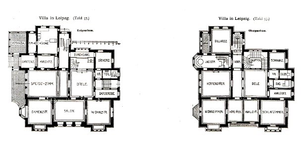 Villa, Karl-Tauchnitzstrasse 10, Leipzig, Architekt Peter Dypwad, Tafel 57, Kick Jahrgang II, Grundriss