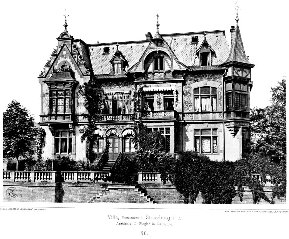 Villa, Poststrasse 4, Strassburg, Architekt G. Ziegler Karlsruhe, Tafel 36, Kick Jahrgang II