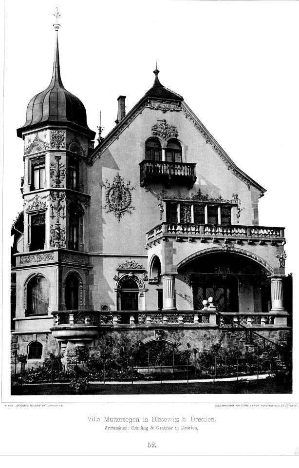 Villa Muttersegen in Blasewitz bei Dresden, Architekt Schilling & Graebner Dresden, Tafel 52, Kick Jahrgang II