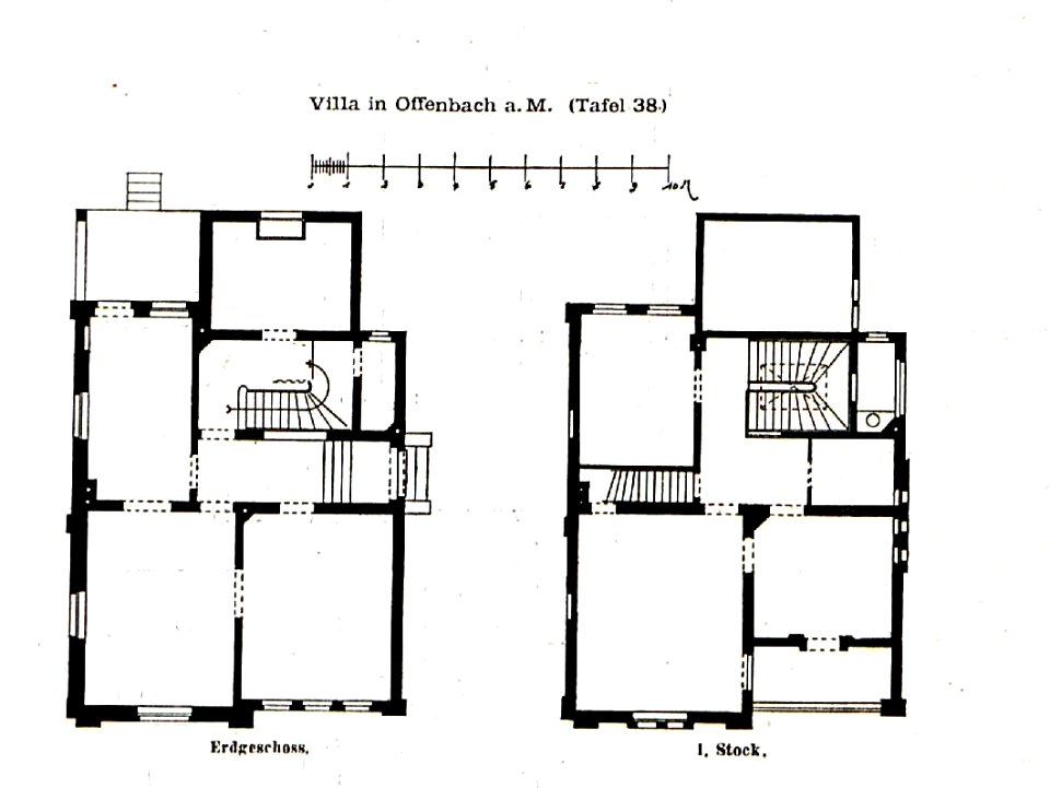Villa, Bismarckstrasse 163, Offenbach am Main, Architekt G. Wiegand, Tafel 38, Kick Jahrgang II, Grundriss