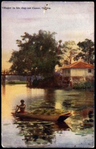 Villager in his dug-out Canoe, Ceylon